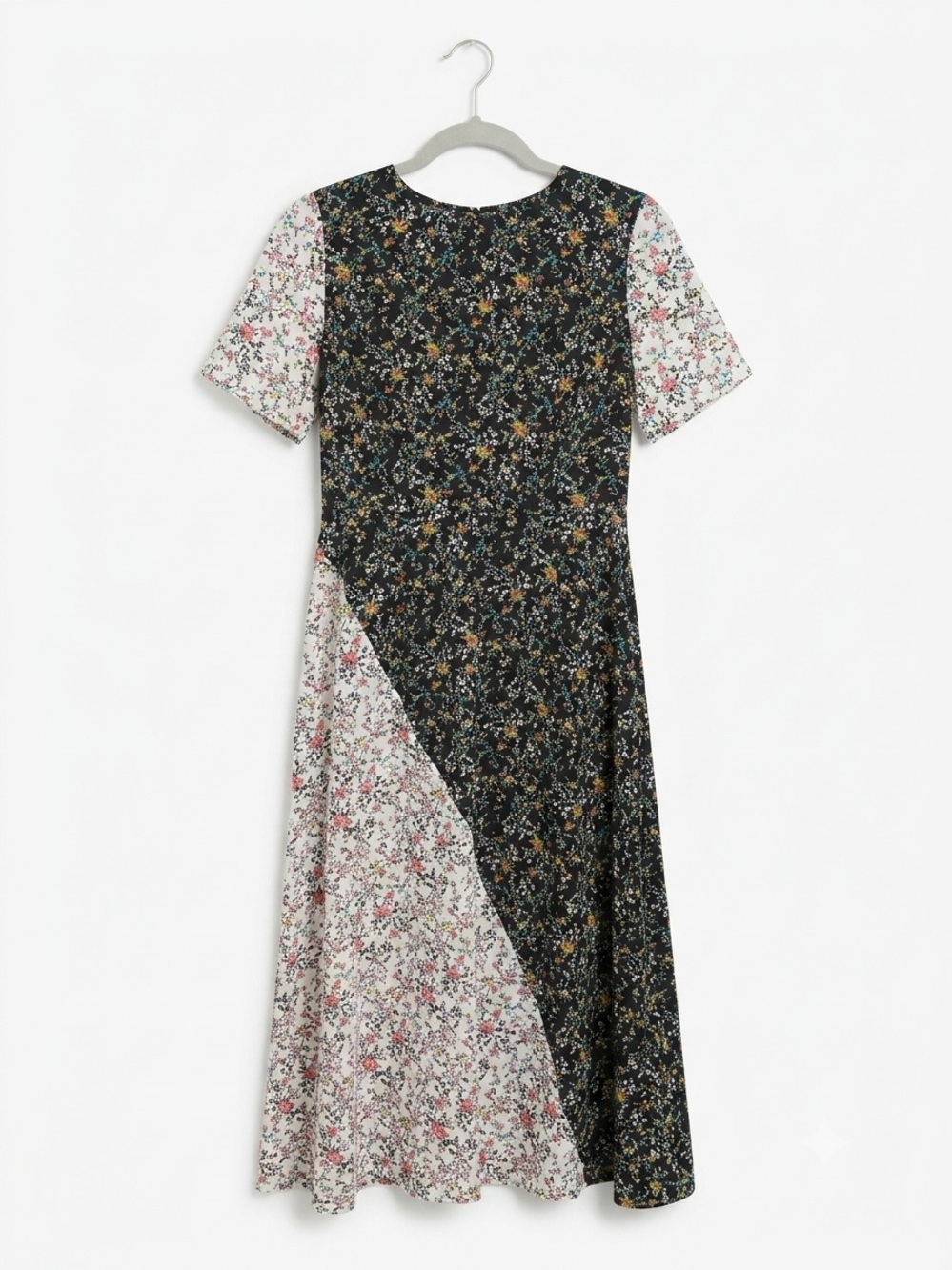 ASOS Two-Tone Floral Midi Dress in Black and White